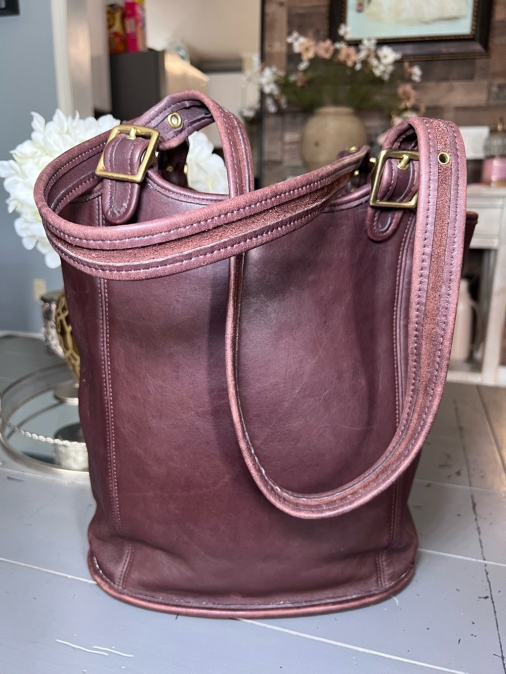 Coach Vintage 9090 LEGACY LARGE SHOPPER Shoulder Tote Bag Dark Brown Leather USA